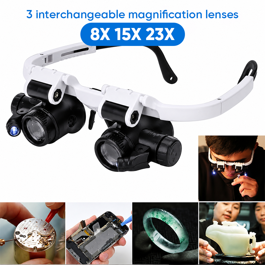 π₯ Last Day 50% OFF π₯8X/15X/23X LED Headband Magnifying Glass