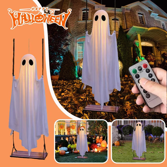 39-Inch Swinging Ghost with LED Lights & Remote Control