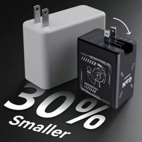 2-in-1 GaN Tryzovira 3.0 Charger with Retractable Cables