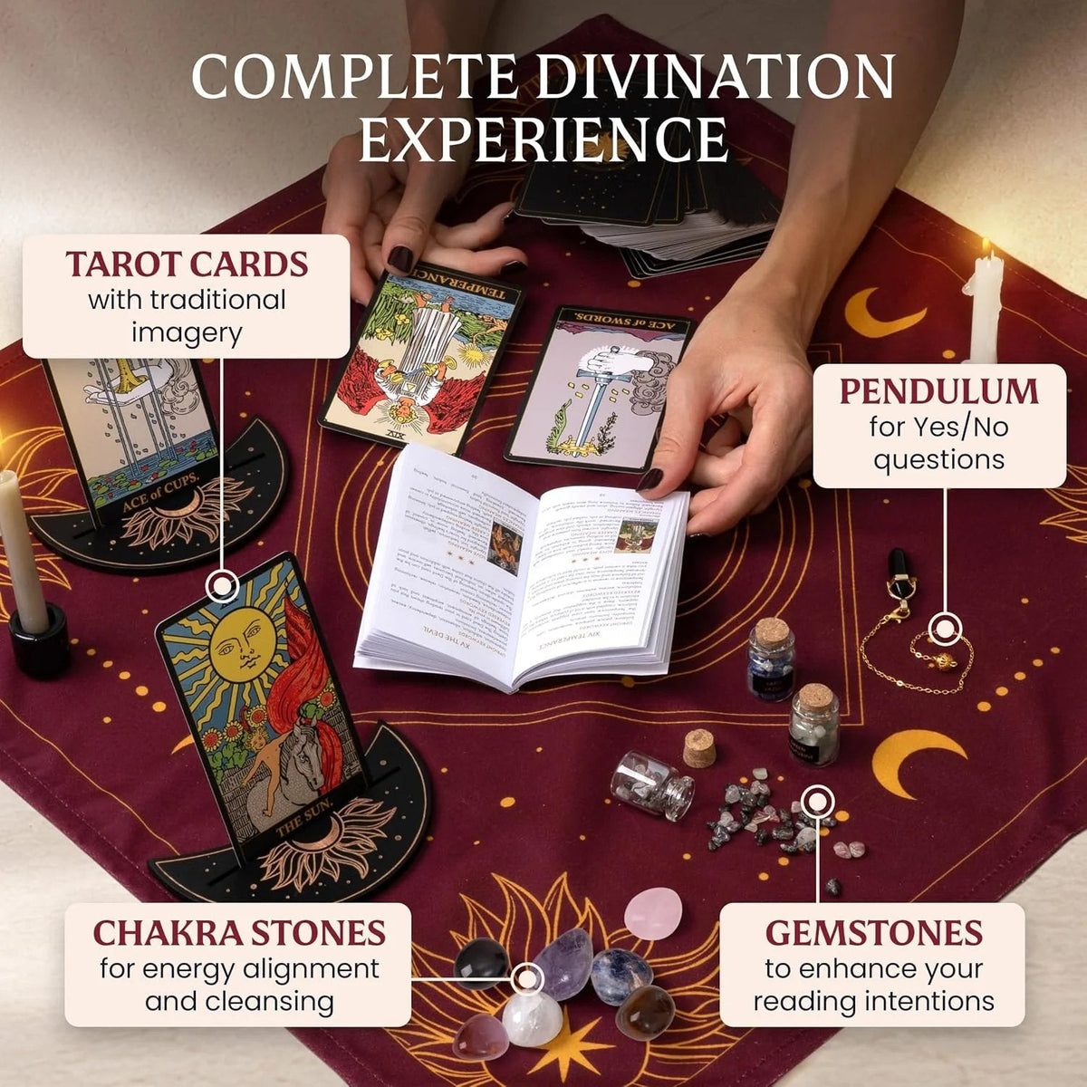 ๐ฅ HOT SALE ๐ฅ๐ฎ ALL-IN-ONE CLASSIC TAROT KIT โ Complete Beginner Set with Guidebook & Crystals ๐