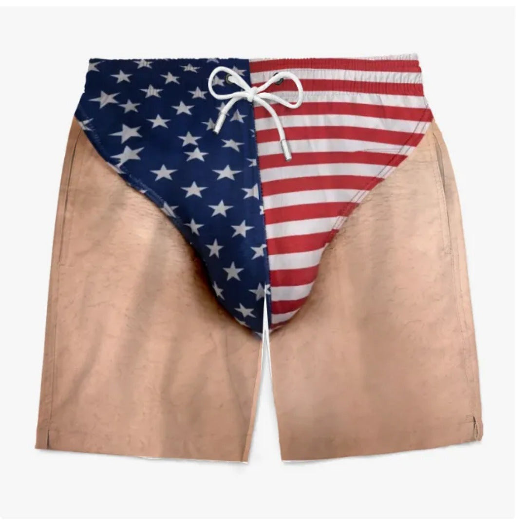 US Funny Patriotic Menโs Swim Trunks โ Freedom & Chill Summer Beach Shorts ๐๏ธ๐