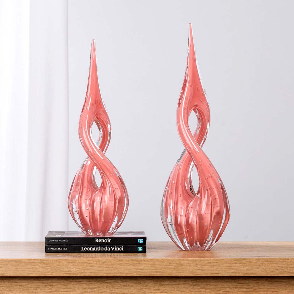 Eight Murano Crystal Sculpture – Pink Quartzo — Murano Glass Decor (view 2)