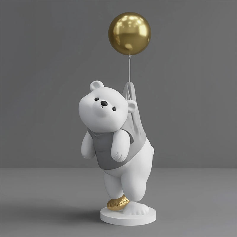 Teddy Bear Balloon Gray Decorative Sculpture