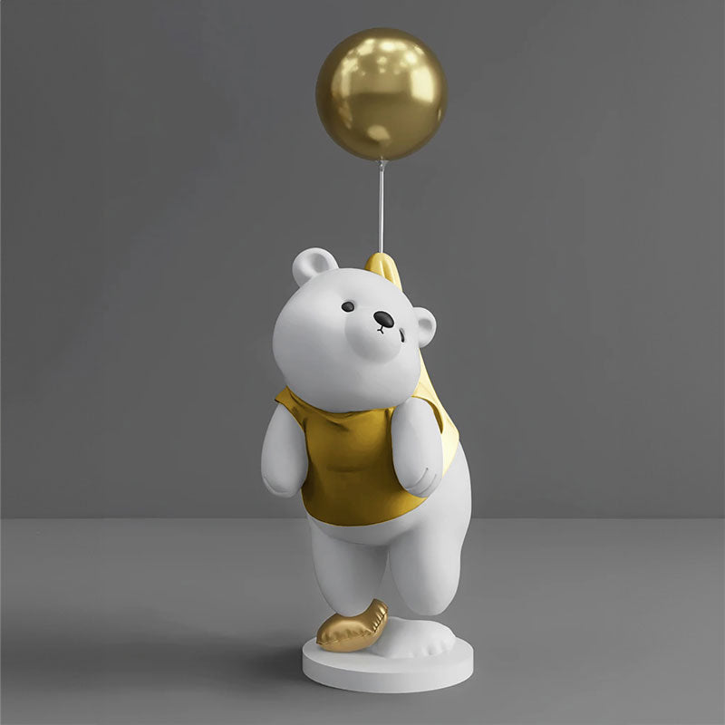 Teddy Bear Balloon Gold Decorative Sculpture