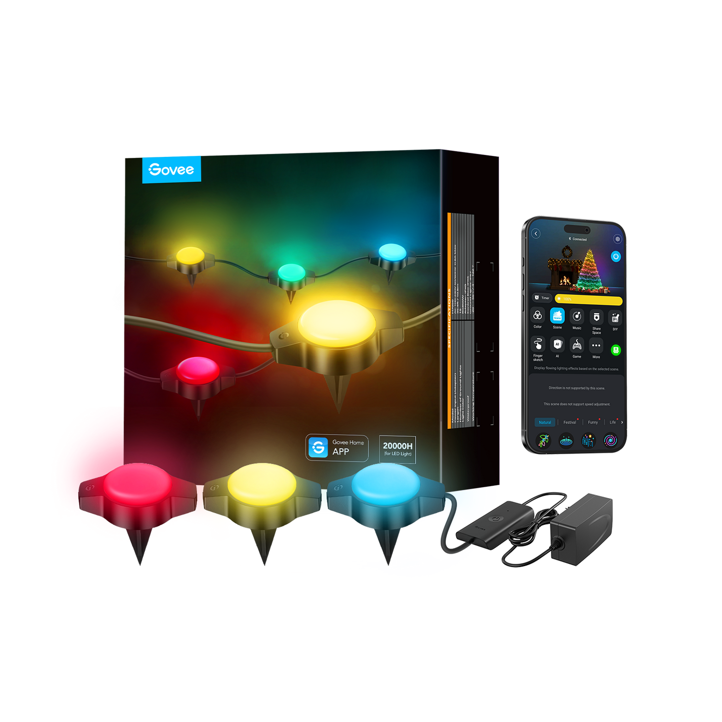 Refurbished Govee RGBIC Wi-Fi + Bluetooth Outdoor Ground Lights
