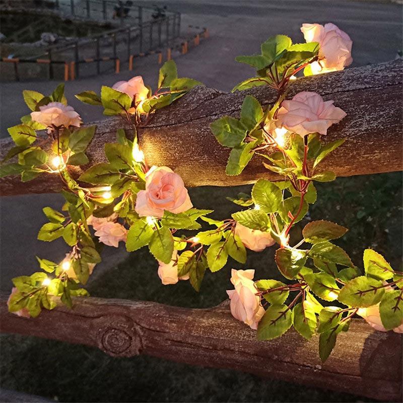 Champagne Pink Flowers LED String Lights — String Lights