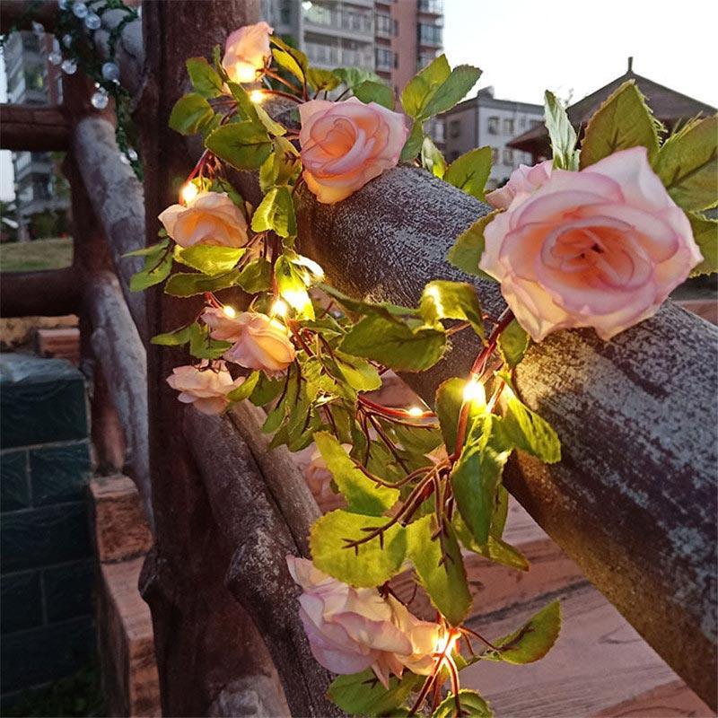 Champagne Pink Flowers LED String Lights — String Lights (view 2)