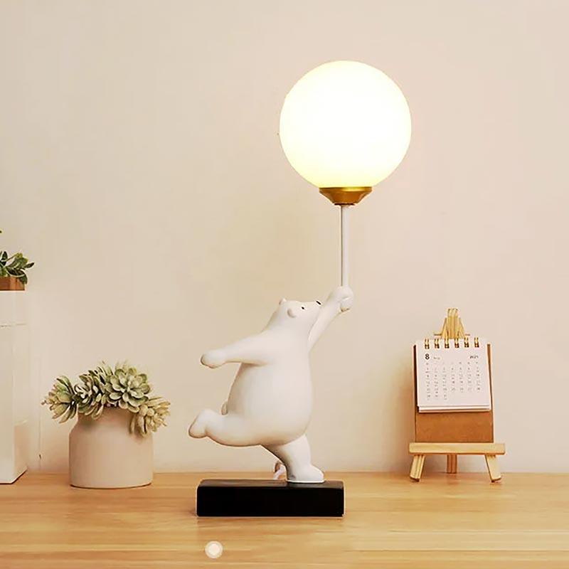 Teddy Bear Moon White Table Lamp