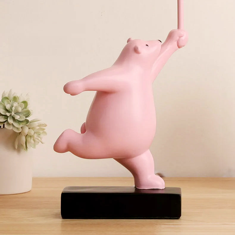Teddy Bear Moon Pink Table Lamp