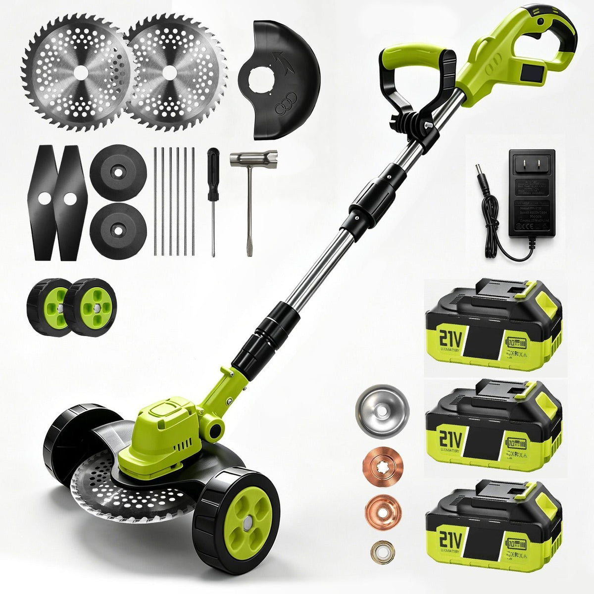 3-in-1 Cordless Lawn Mower with 2Γ21V Batteries, German Quality Lightweight Grass Trimmer & Edger for Small to Medium Gardens