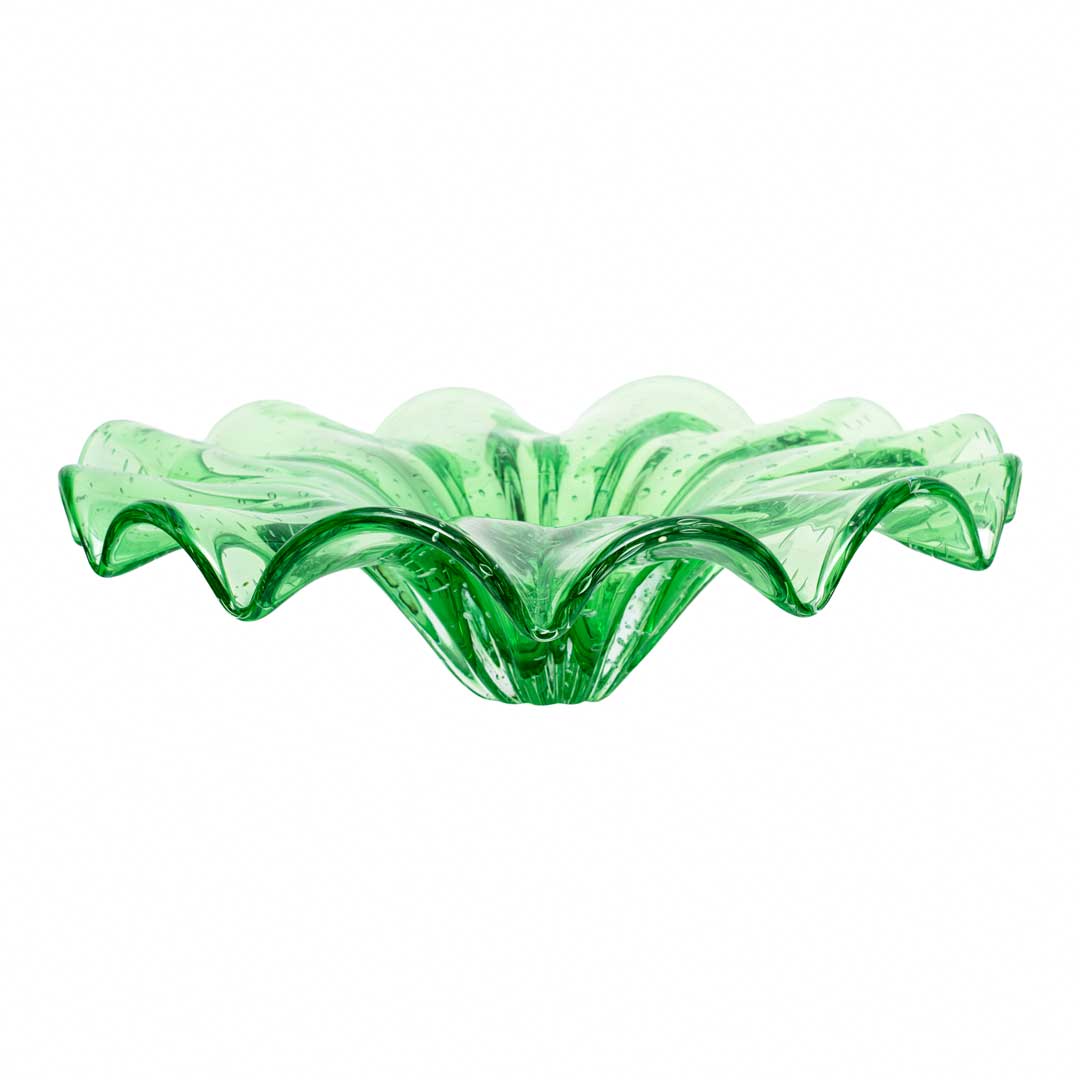 Yara Murano Glass Centerpiece – Green Esmeralda — Murano Glass Decor