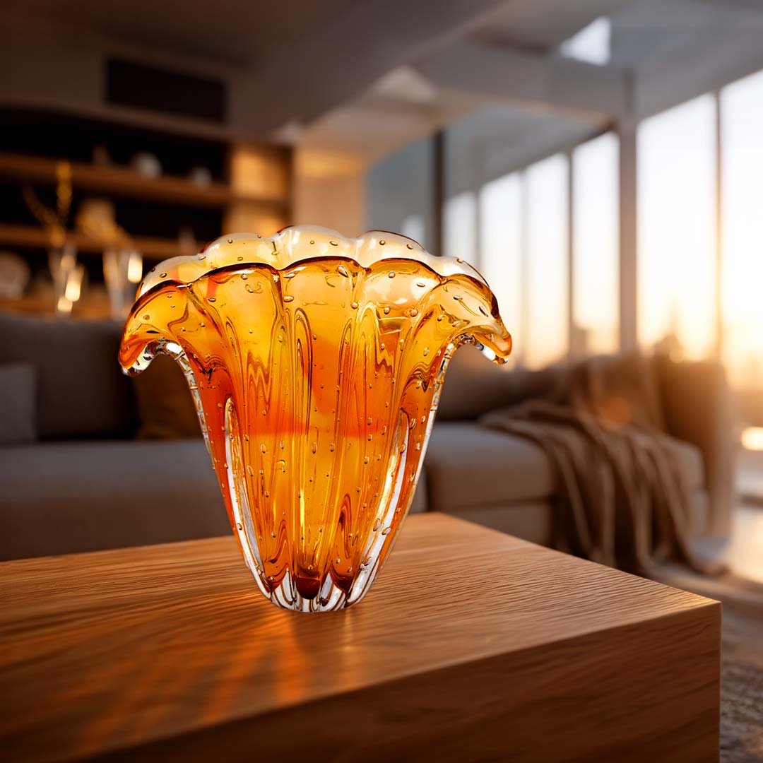 Firenze Murano Glass Vase – Amber