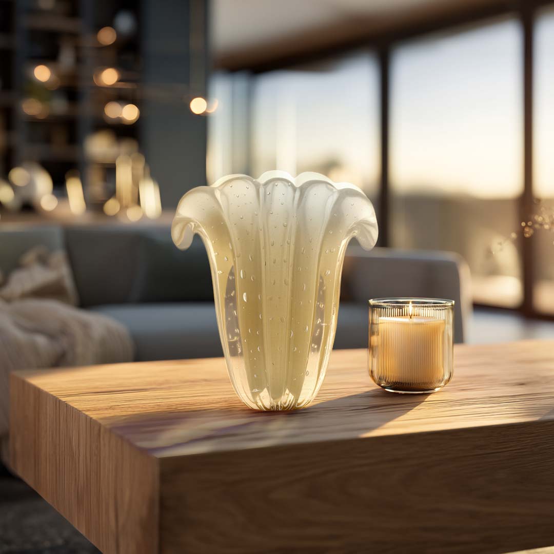 Firenze Murano Glass Vase – Champagne — Murano Glass Decor (view 2)