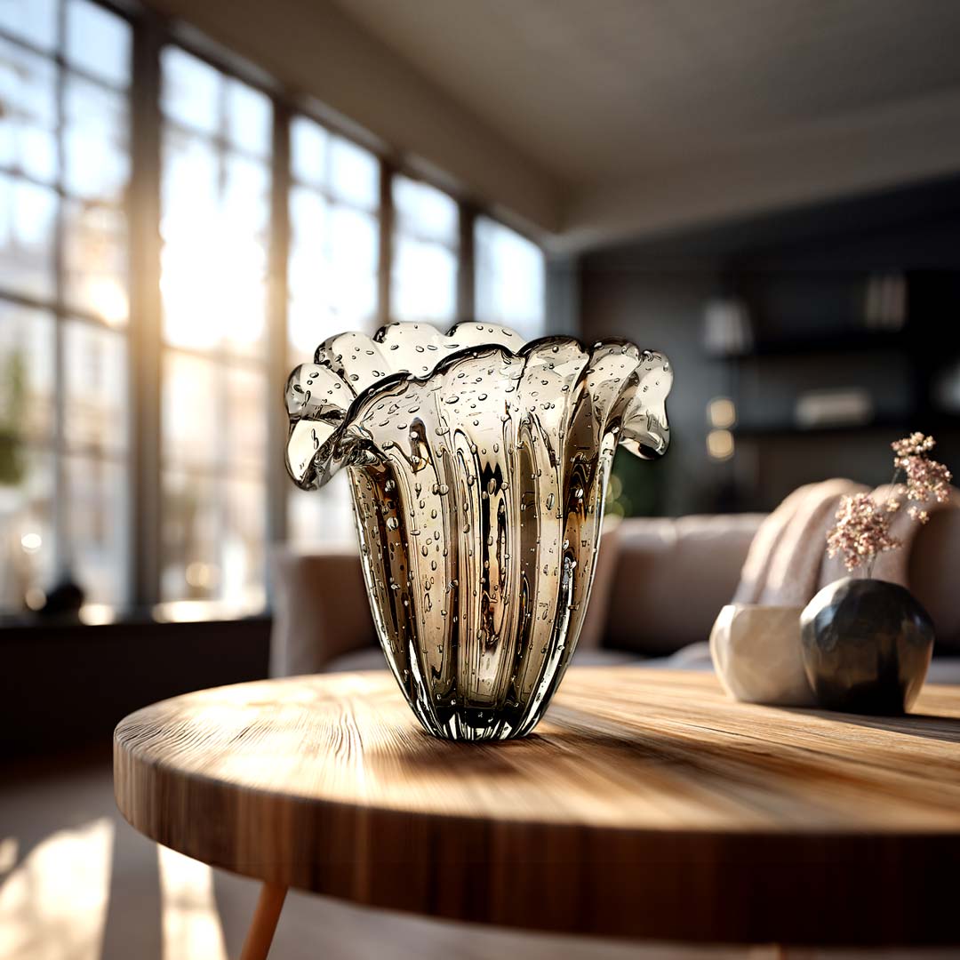 Firenze Murano Glass Vase – Graphite — Murano Glass Decor (view 2)