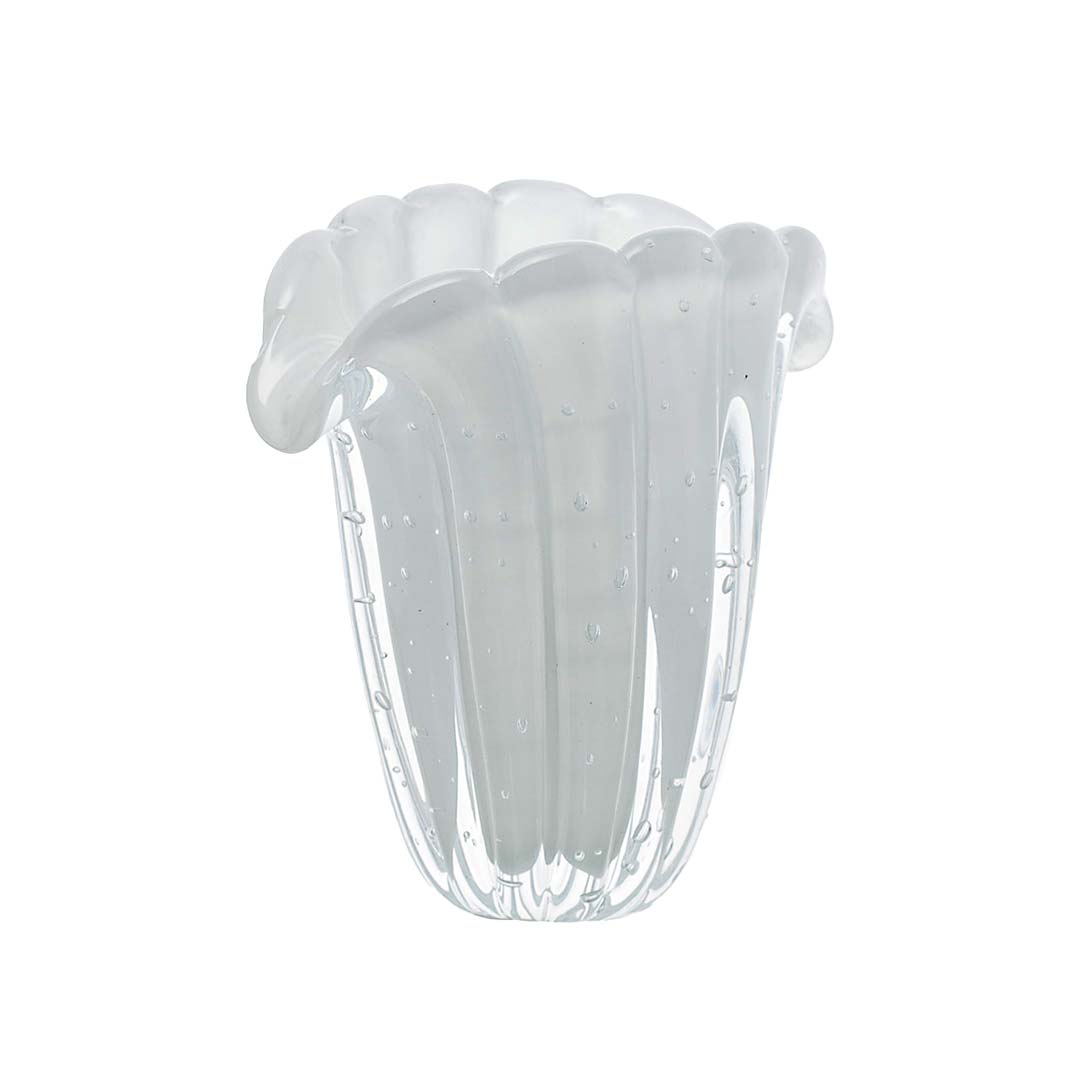 Firenze Murano Glass Vase – White Pearl