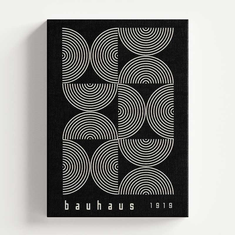 Bauhaus Design Semi Circles Black Wall Art Print — Wall Art
