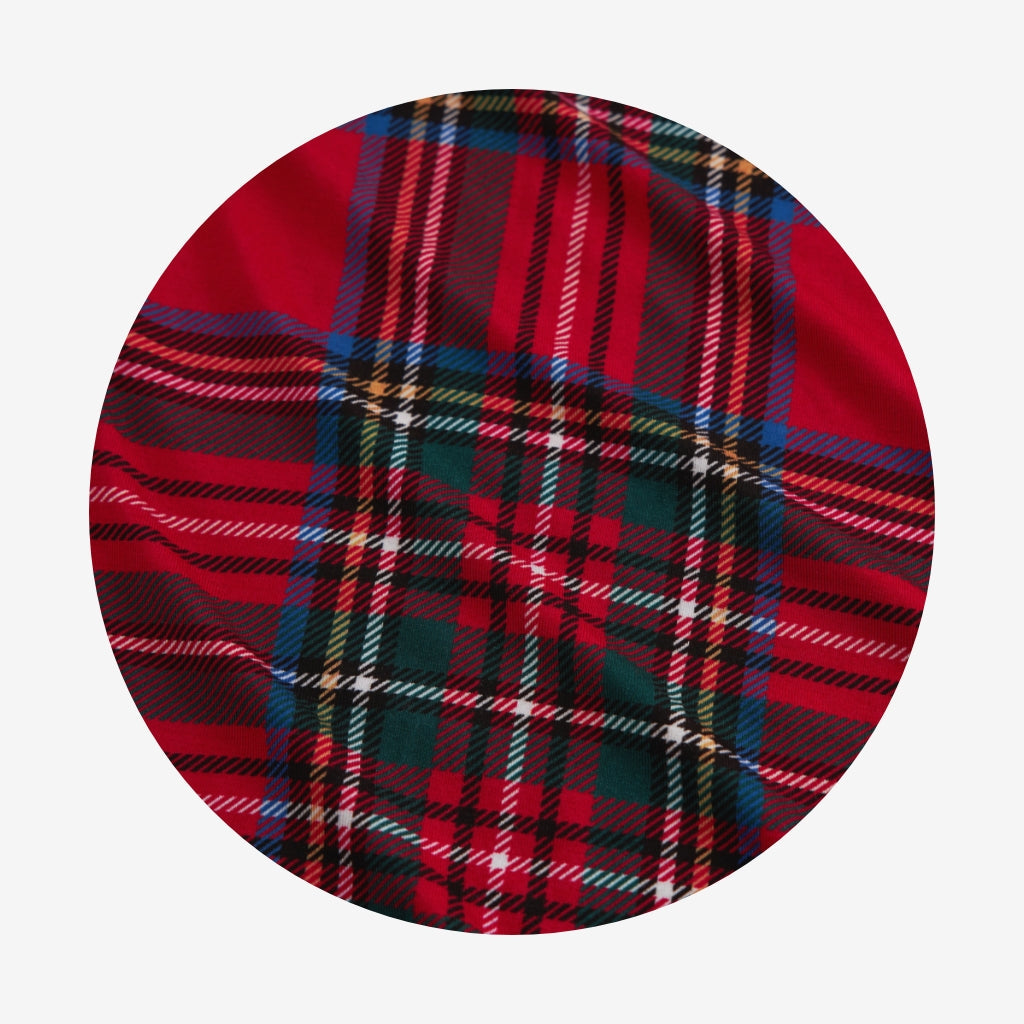 Red Tartan Plaid Men's French Terry Quarter Zip Sweatshirt
