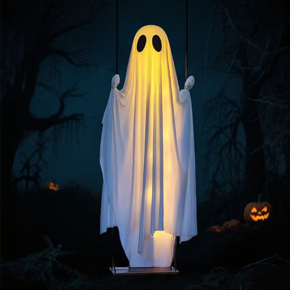 39-Inch Swinging Ghost with LED Lights & Remote Control