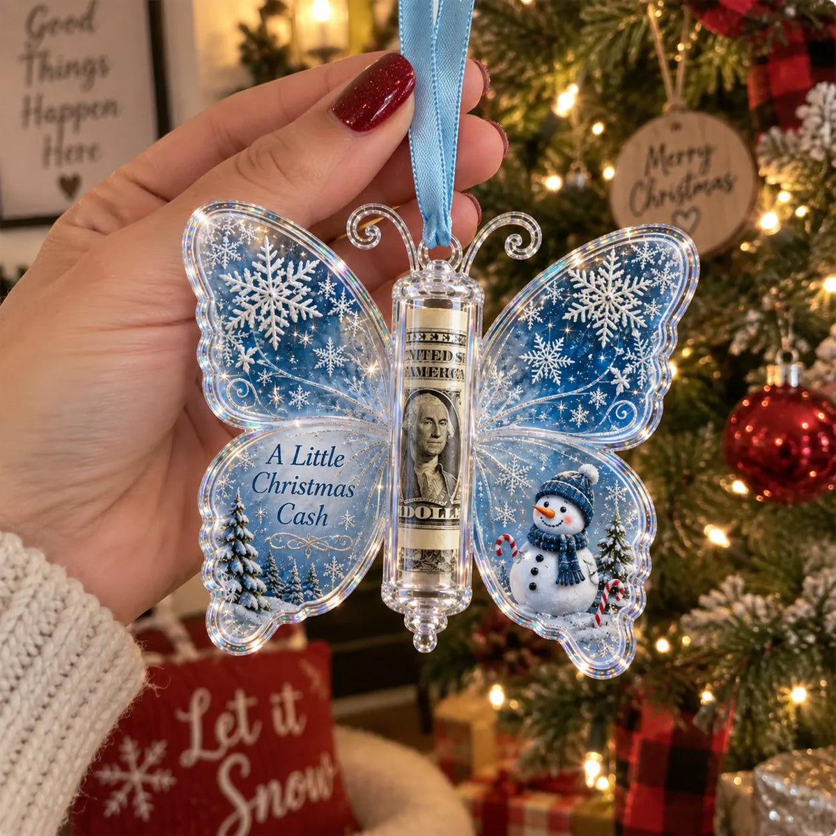 ππ¦ Christmas Cash Gift Butterfly Ornament β Holiday Money Holder Keepsake π΅β¨