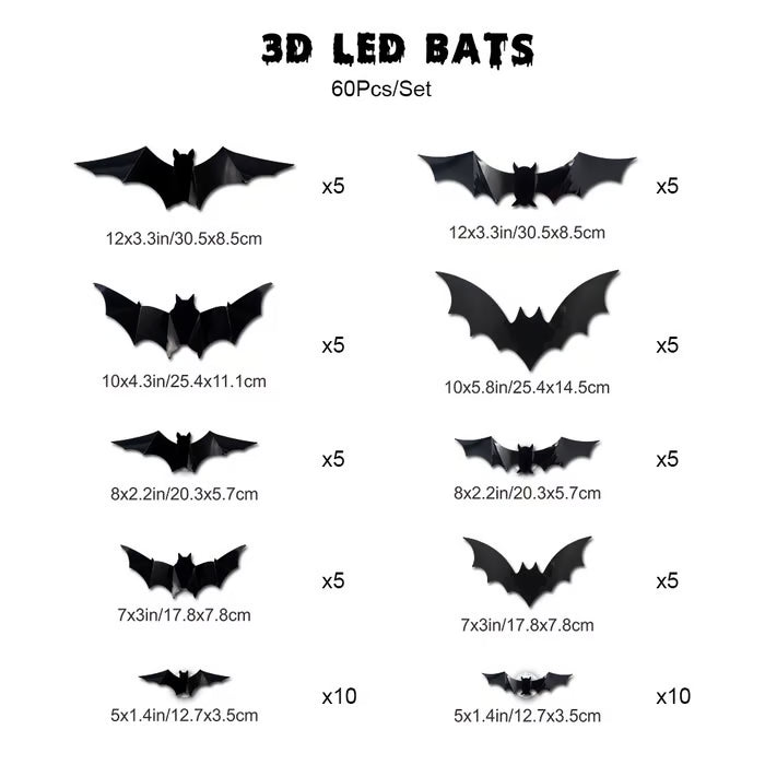 3D LED Bat Stickers — Turn Your Walls Into a Haunted Masterpiece 👻