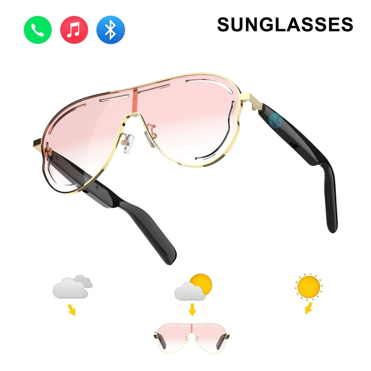 ๐ Smart Bluetooth 5.4 Audio Sunglasses โ Open-Ear, UV & Blue Light Protection