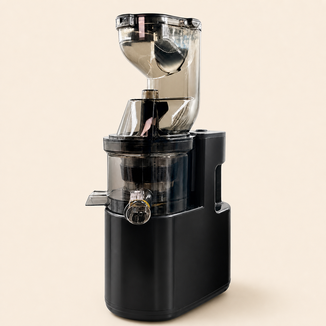 PurePress Pro black wide-feed cold press juicer studio product view