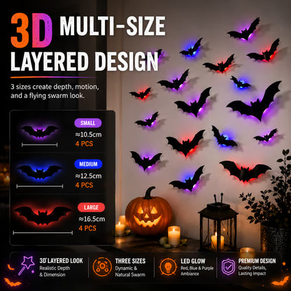 3D LED Bat Stickers — Turn Your Walls Into a Haunted Masterpiece 👻