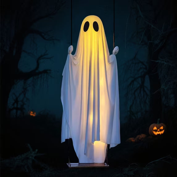 39-Inch Swinging Ghost with LED Lights & Remote Control