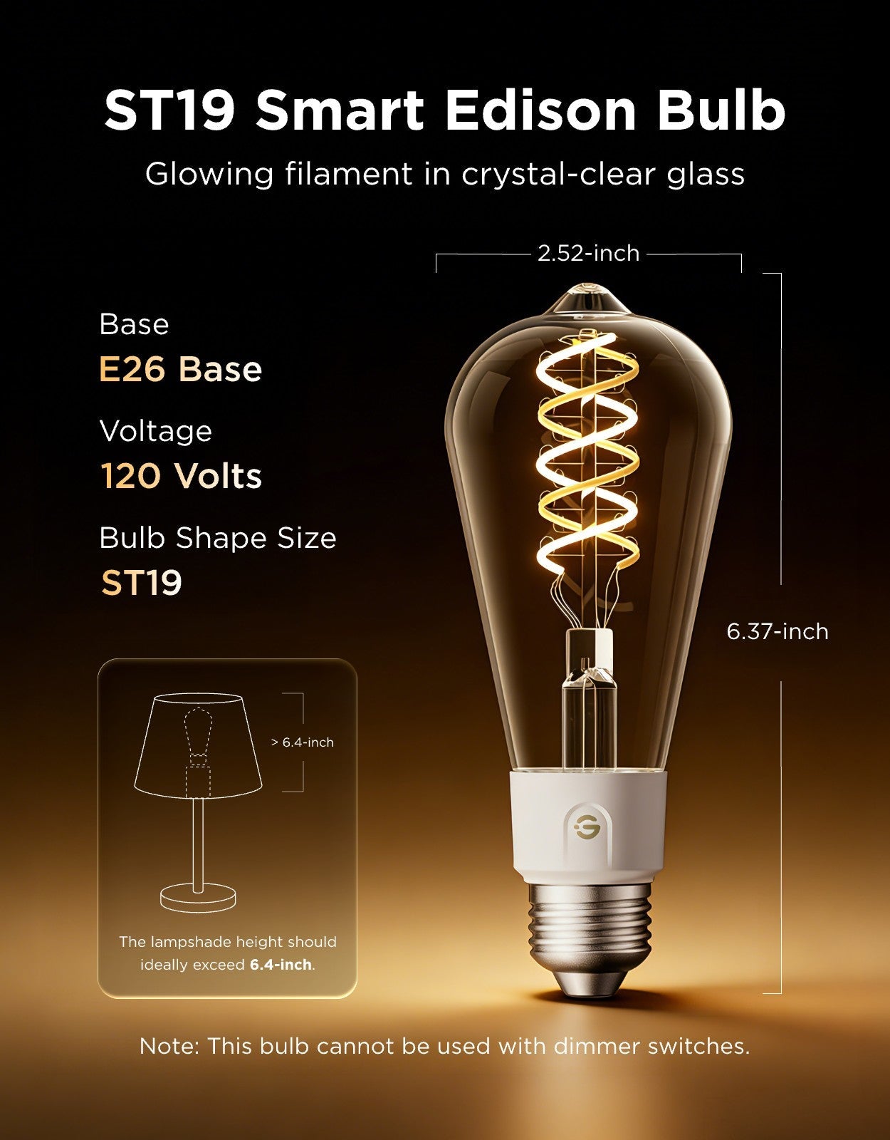 【Business Only】Govee ST19 Smart Edison Light Bulb E26 500lm