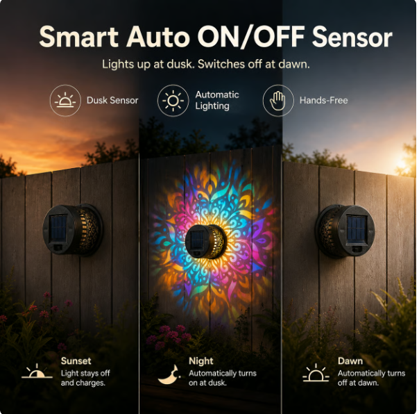 65K+ SOLD!✨Solar Mandala Wall Light | Outdoor Garden Fence Projector Lamp 🪐🌌