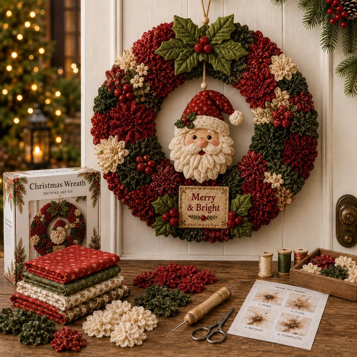 🧡⏰LAST DAY 49% OFF - 3D Fabric Poke Wreath DIY Kit 🎄🧡 (Video Tutorial & Finished Wreath Reference Included ✨ Beginner-friendly)