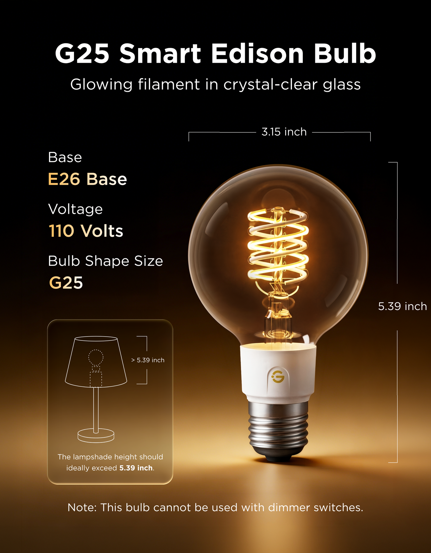 【Business Only】Govee G25 Smart Edison Light Bulb E26 500lm