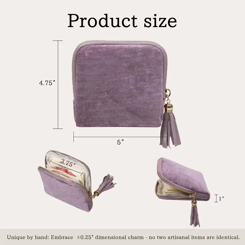 Jewelry zippered pocket case Travel Jewelry Bag Portable Organizer
