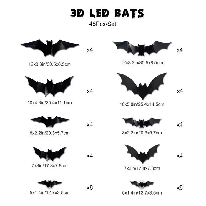 3D LED Bat Stickers — Turn Your Walls Into a Haunted Masterpiece 👻