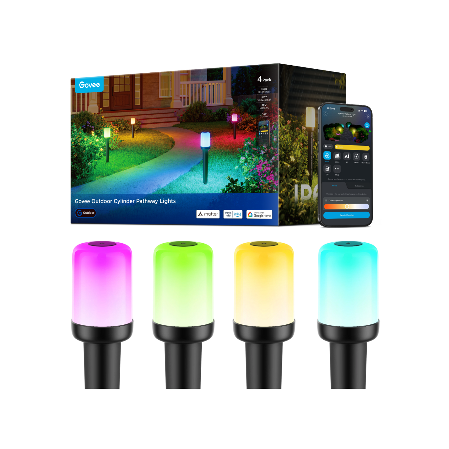 Govee Outdoor Cylinder Pathway Lights