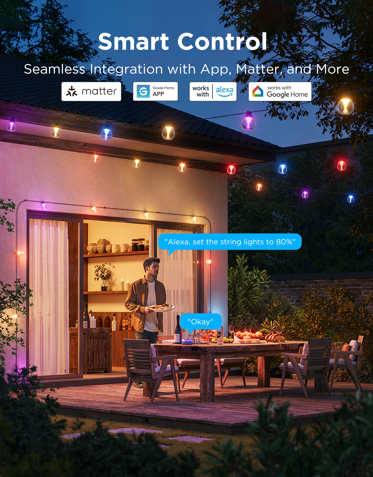 Refurbished Govee Outdoor Clear Bulb String Lights