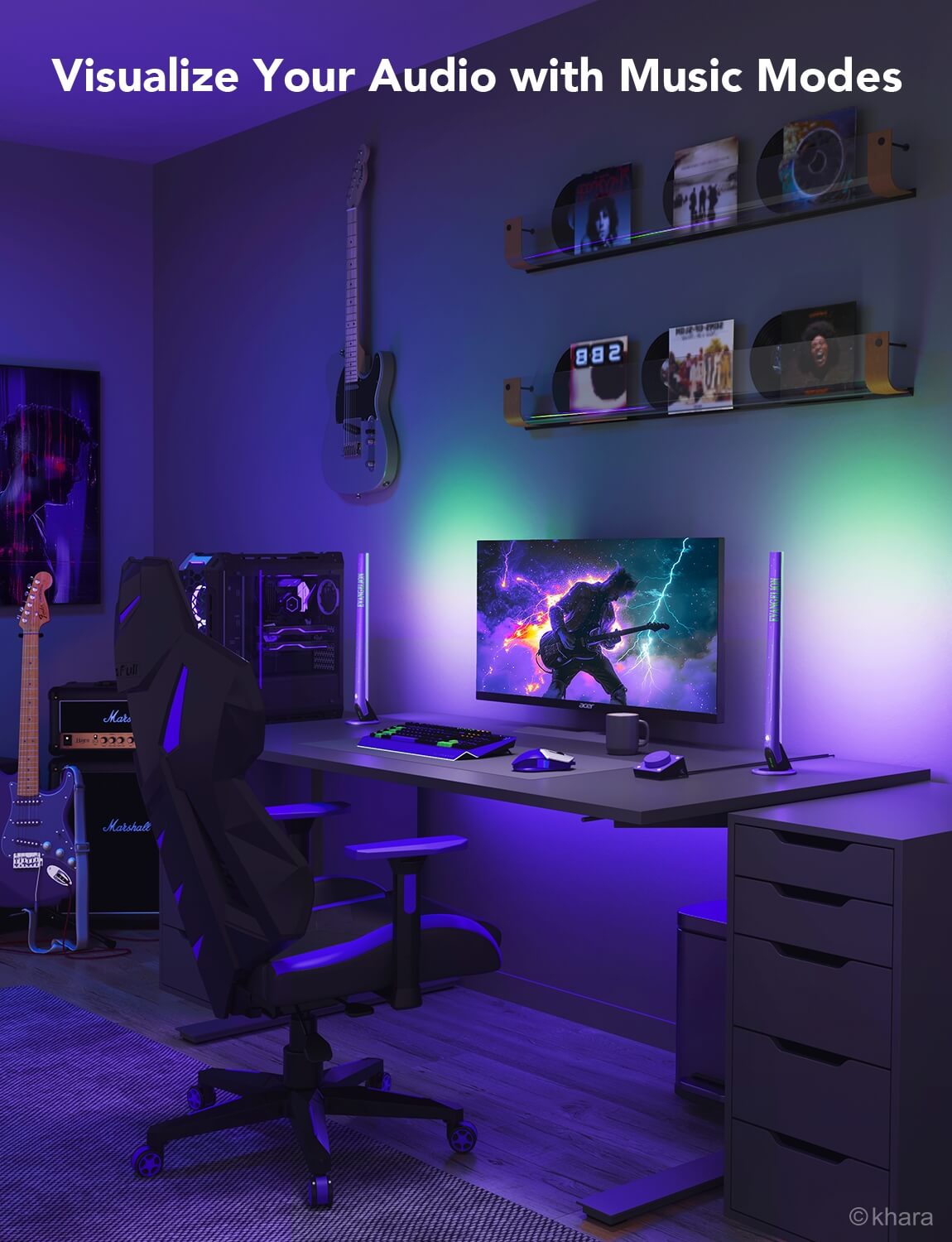 Refurbished Govee RGBIC Wi-Fi Gaming Light Bars with Smart Controller