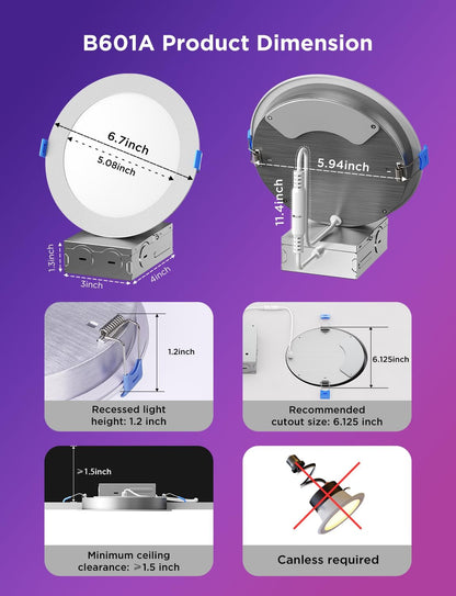 【Business Only】Govee 6-Inch Smart RGBWW Recessed Lights