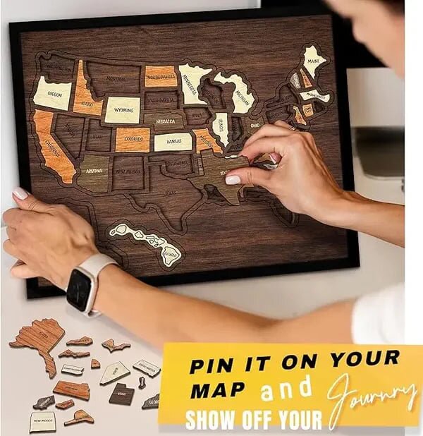 🔥🔥Limited Time 49% off – USA Wooden Travel Map Puzzle for Adventure Lovers