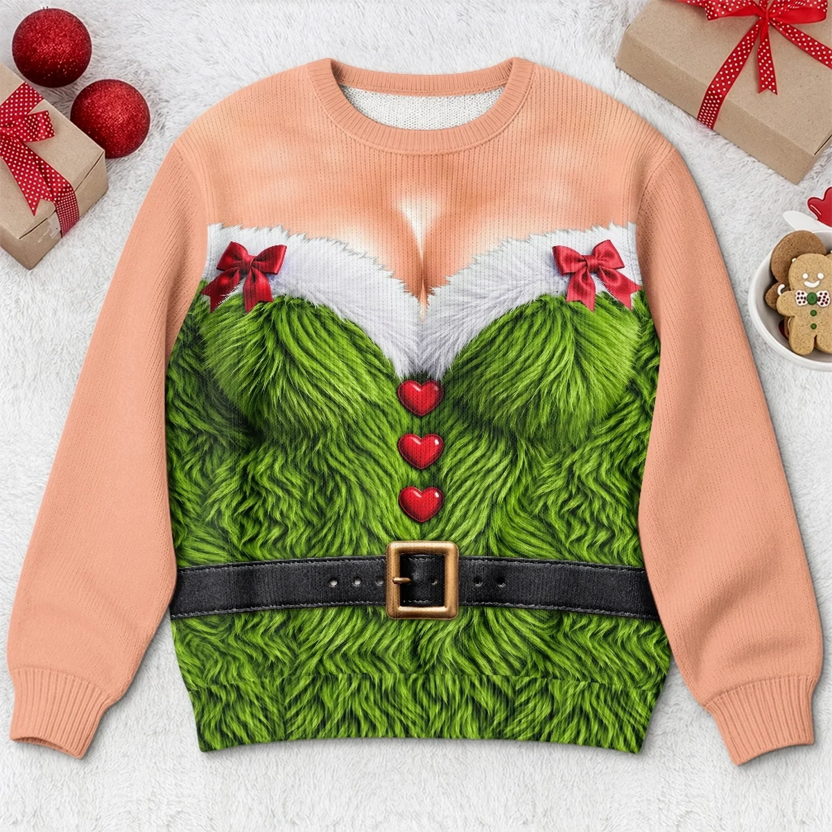 Custom Funny Ugly Sweatshirt - Personalized Christmas Birthday Gifts For Wife, Daughter, Besties, Sisters, Granddaughter, Grandma, Mom, Yourself - Serving Elf Glam