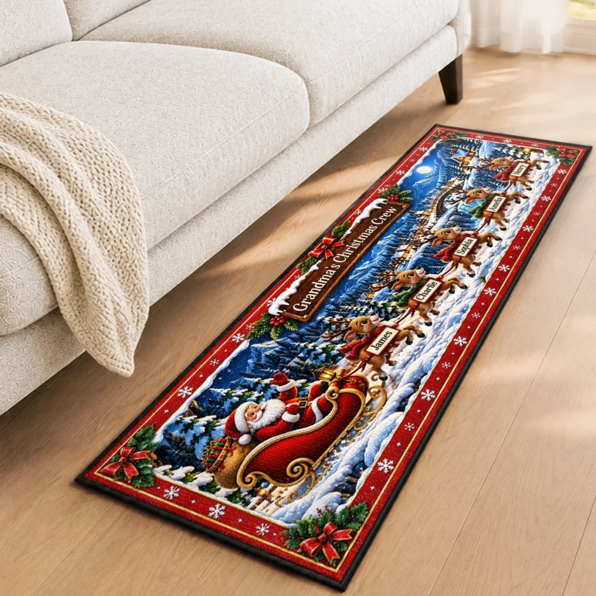 Custom Runner Rug - Personalized Christmas Birthday Gifts For Grandma, Grandpa - My Little Holiday Joy