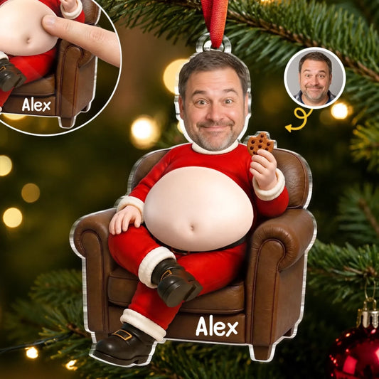 Custom Photo Squishy Acrylic Ornament - Personalized Christmas Birthday Gifts For Husband, Son, Grandson, Brother, Grandpa, Dad, Yourself - Big Belly Full Of Joy
