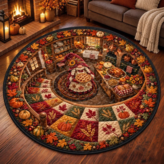 Custom Quilted Round Mat - Personalized Birthday Gifts For Mom, Grandma - Cozy Autumn Days Full Love