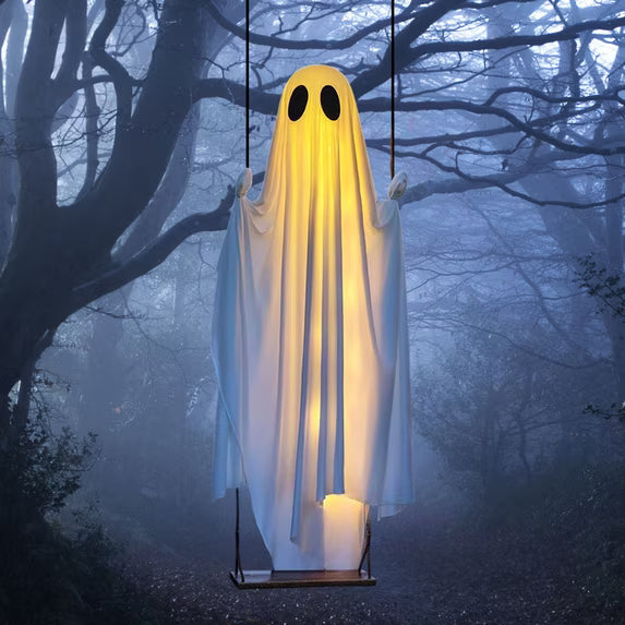 39-Inch Swinging Ghost with LED Lights & Remote Control