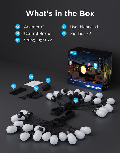 Refurbished Govee Smart Outdoor S14 Bulb String Lights 2
