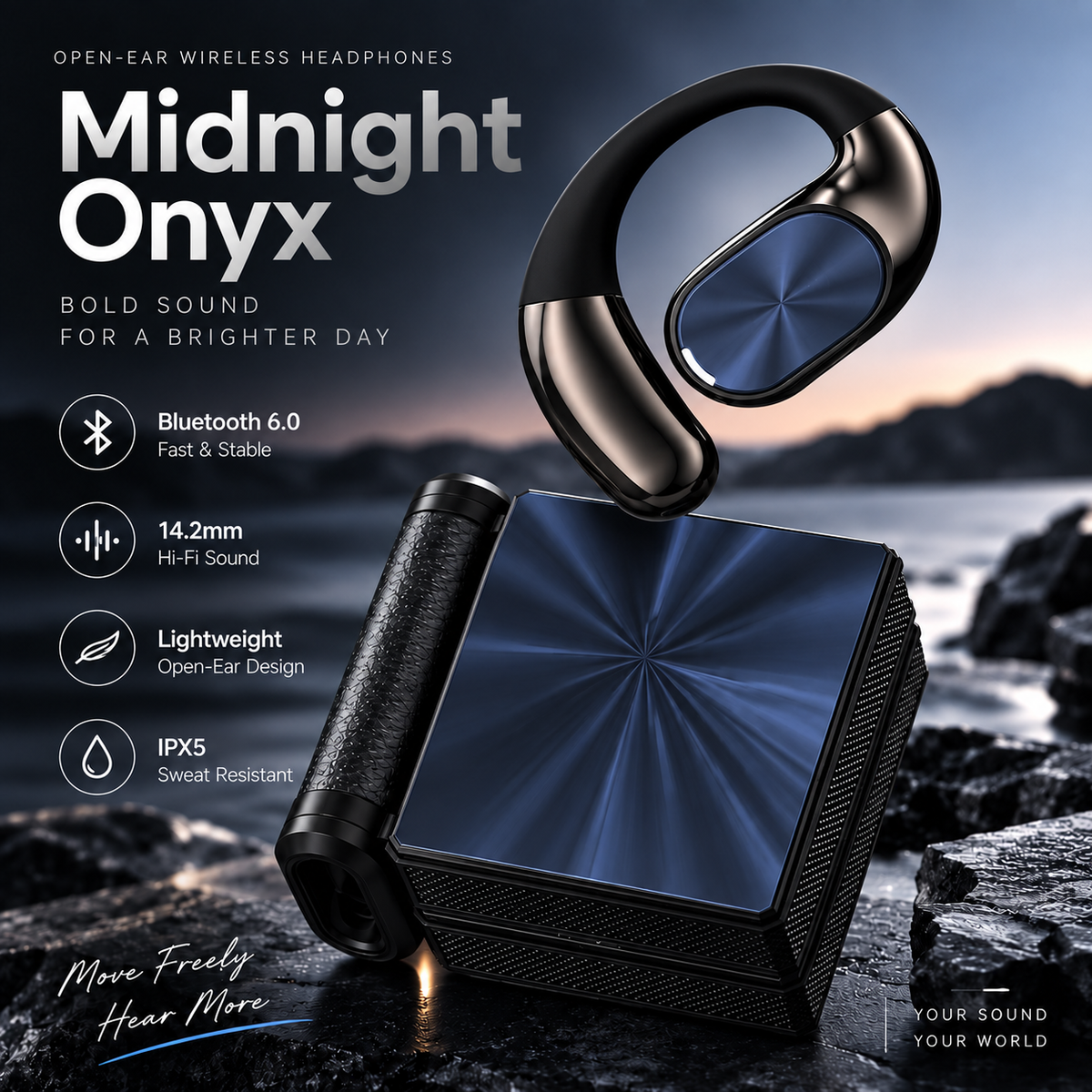 🎧 Open-Ear Wireless Ear-Hook Headphones with Bluetooth 6.0 & Hi-Fi Sound ⚡🎶
