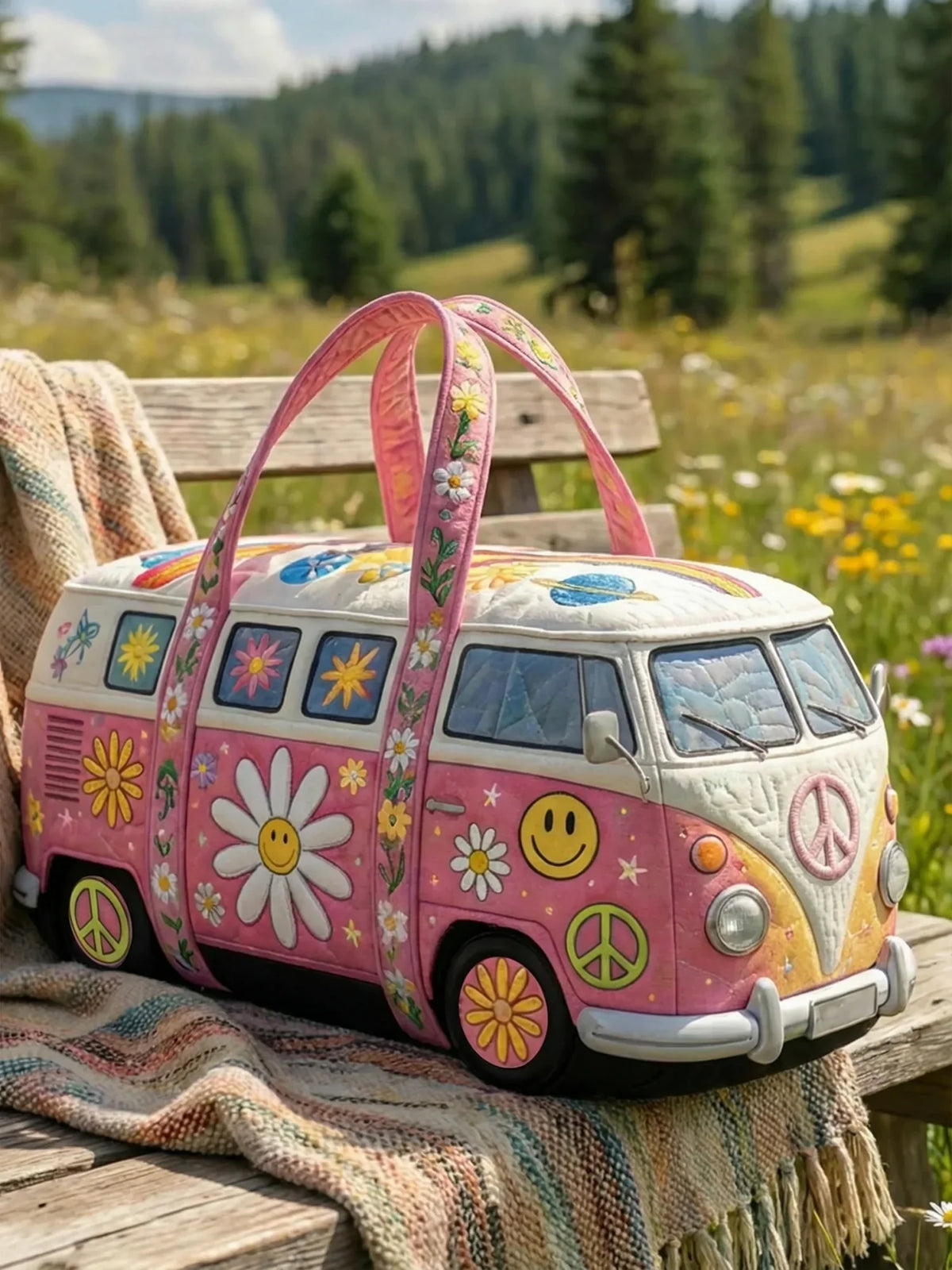 Hippie Peace Quilted Duffle Bag