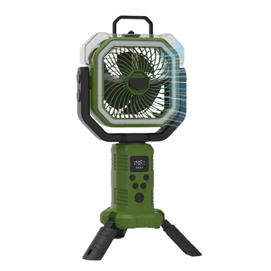 ❄️ CampMist 4-in-1 Portable Cooling Mist Fan – 20,000mAh Battery, LED Light & Power Bank