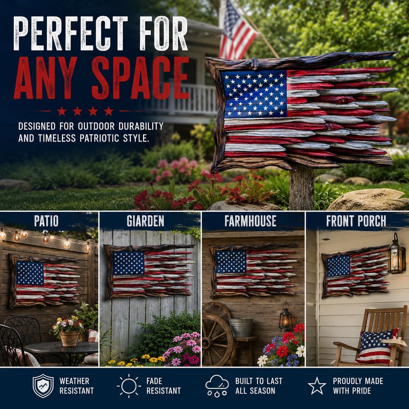🎨🇺🇸 Handcrafted Wooden American Flag Wall Decor