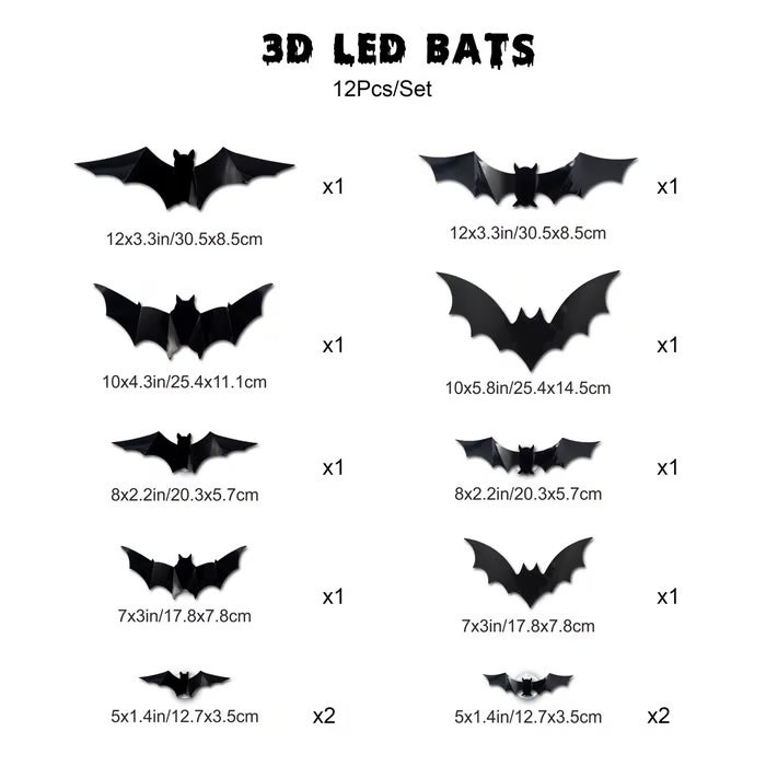 3D LED Bat Stickers — Turn Your Walls Into a Haunted Masterpiece 👻